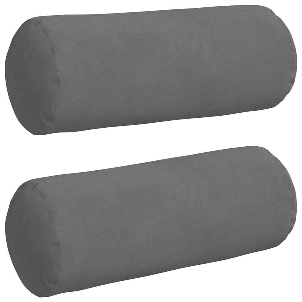 vidaXL Bolsterkissen 2 Stück Dunkelgrau Ø 15 x 40 cm Mikrofaserstoff