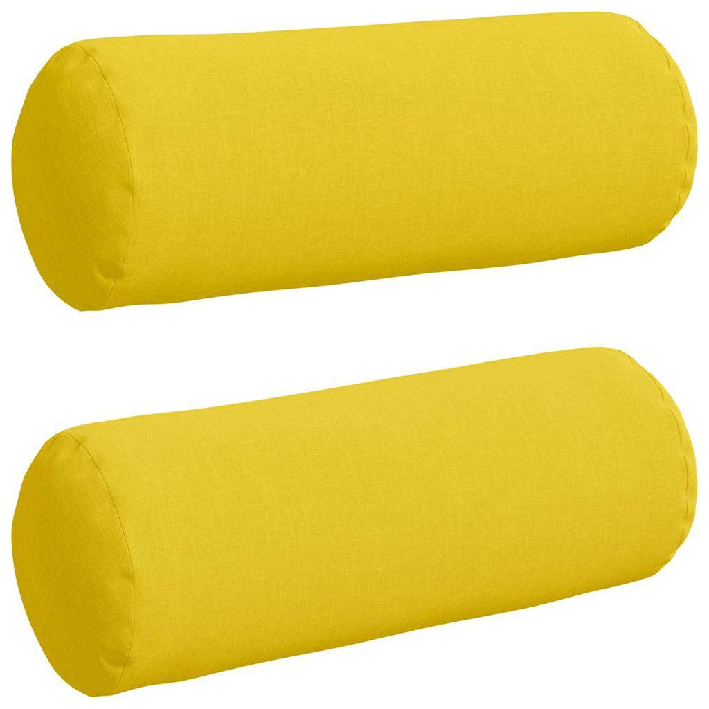 vidaXL Bolsterkissen 2 Stück Helles Gelb Ø 25 x 70 cm Stoff