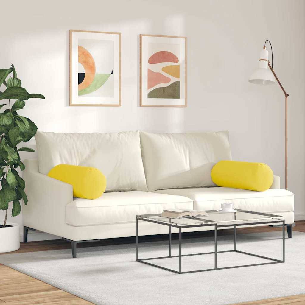 vidaXL Bolsterkissen 2 Stück Helles Gelb Ø 25 x 70 cm Stoff