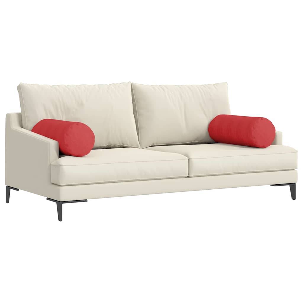 vidaXL Bolsterkissen 2 Stück Rot Ø 25 x 70 cm Stoff