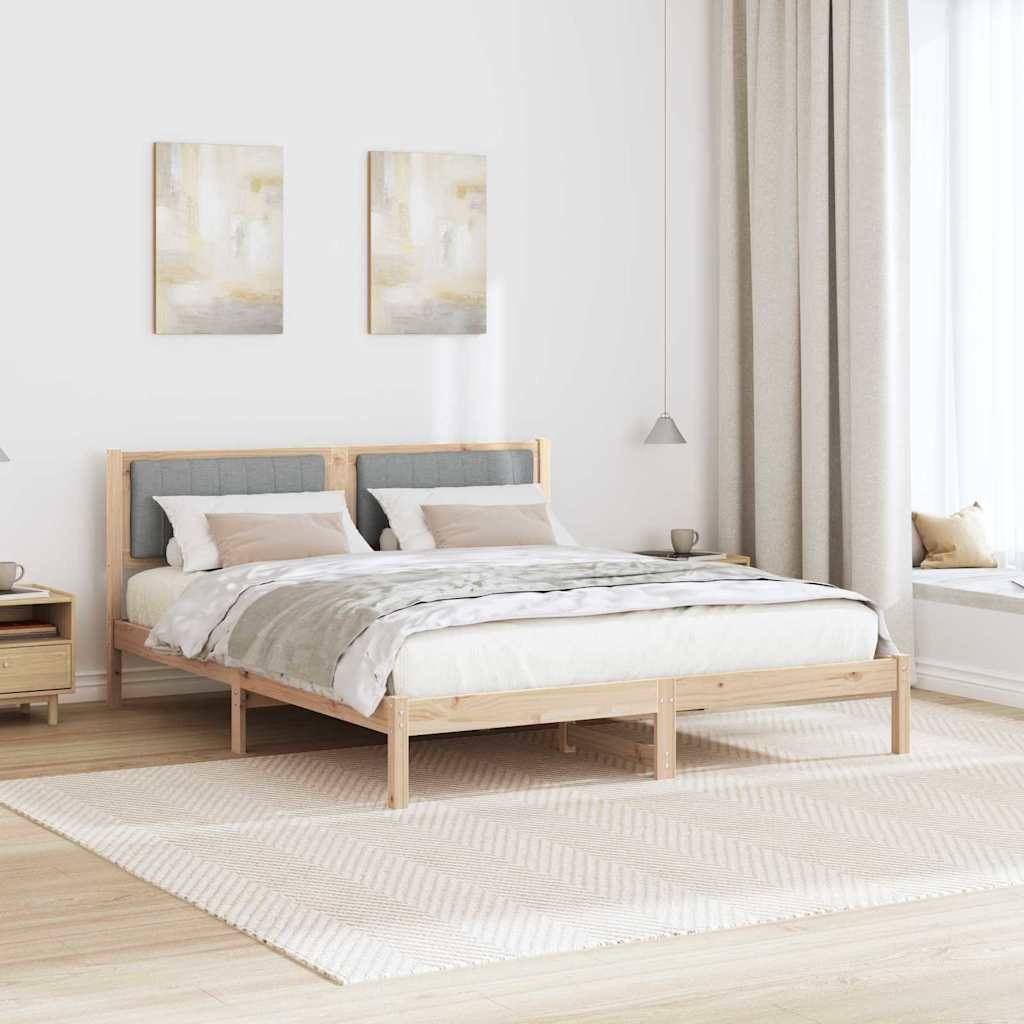 vidaXL Bettgestell mit gepolstertem Kopfteil Hellgrau 150 x 200 cm