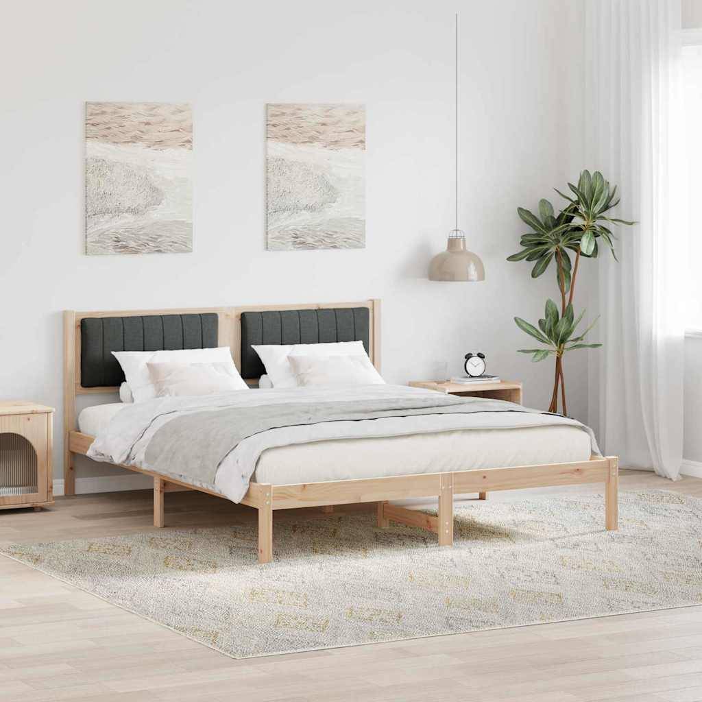 vidaXL Bettgestell mit gepolstertem Kopfteil Dunkelgrau 150 x 200 cm