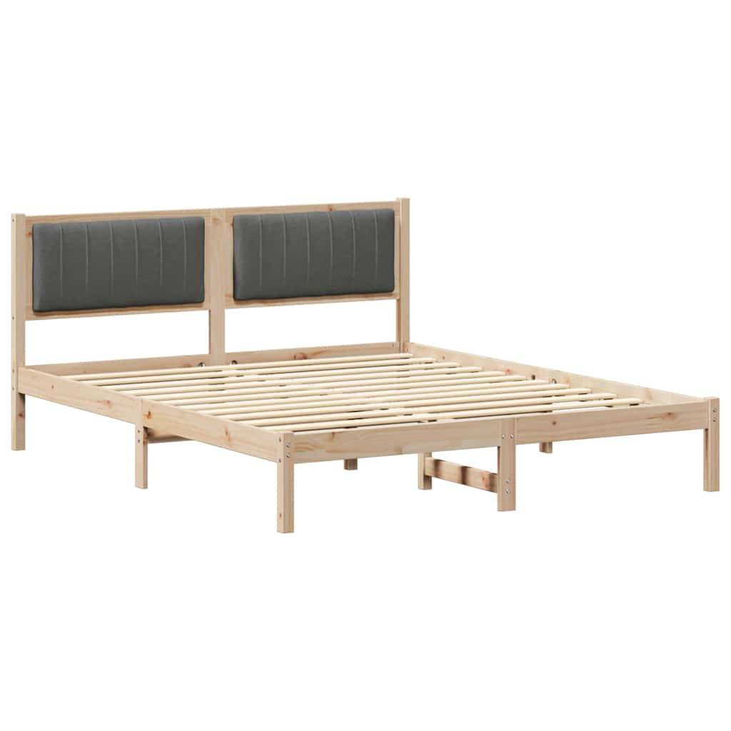 vidaXL Bettgestell mit gepolstertem Kopfteil Dunkelgrau 150 x 200 cm