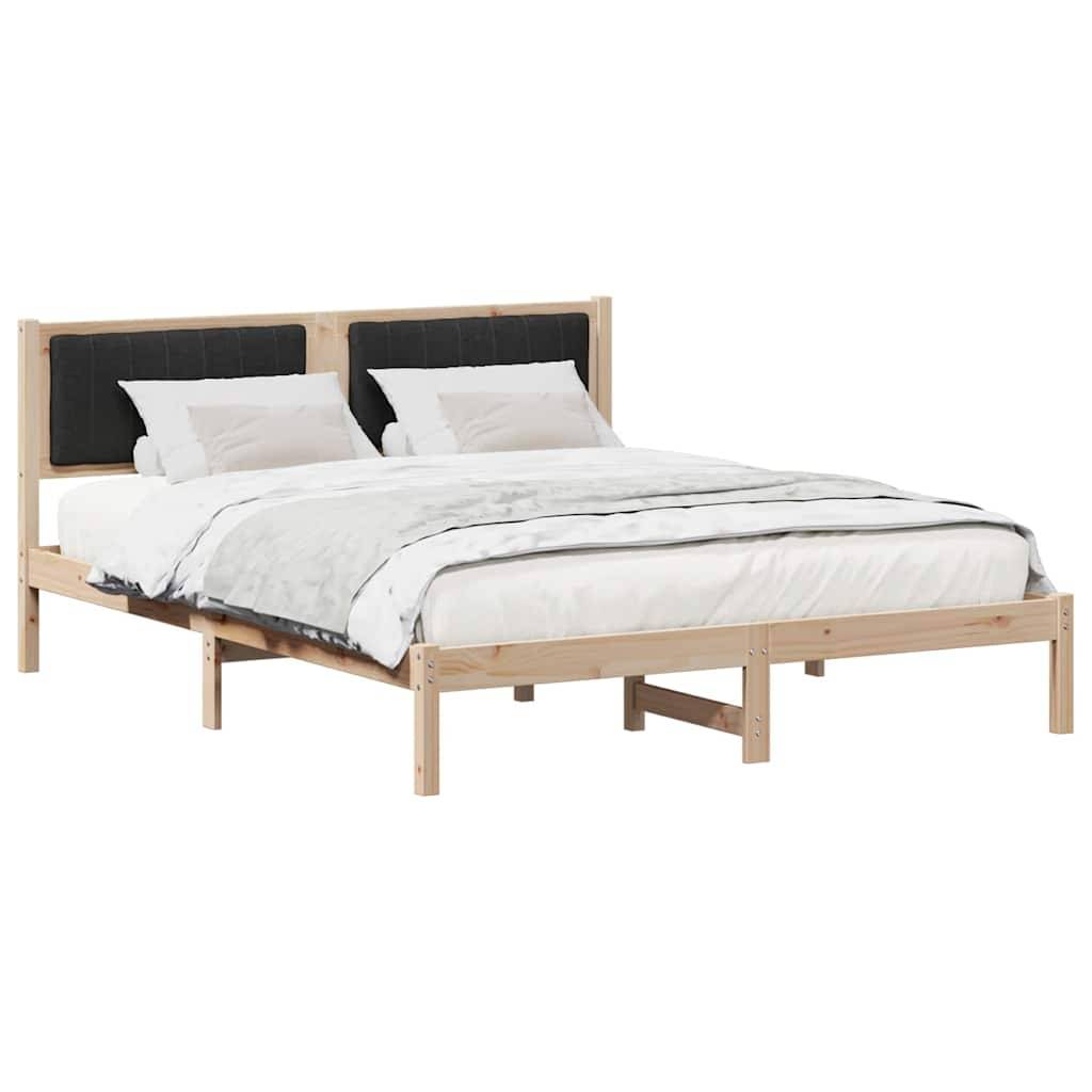 vidaXL Bettgestell mit gepolstertem Kopfteil Schwarz 150 x 200 cm
