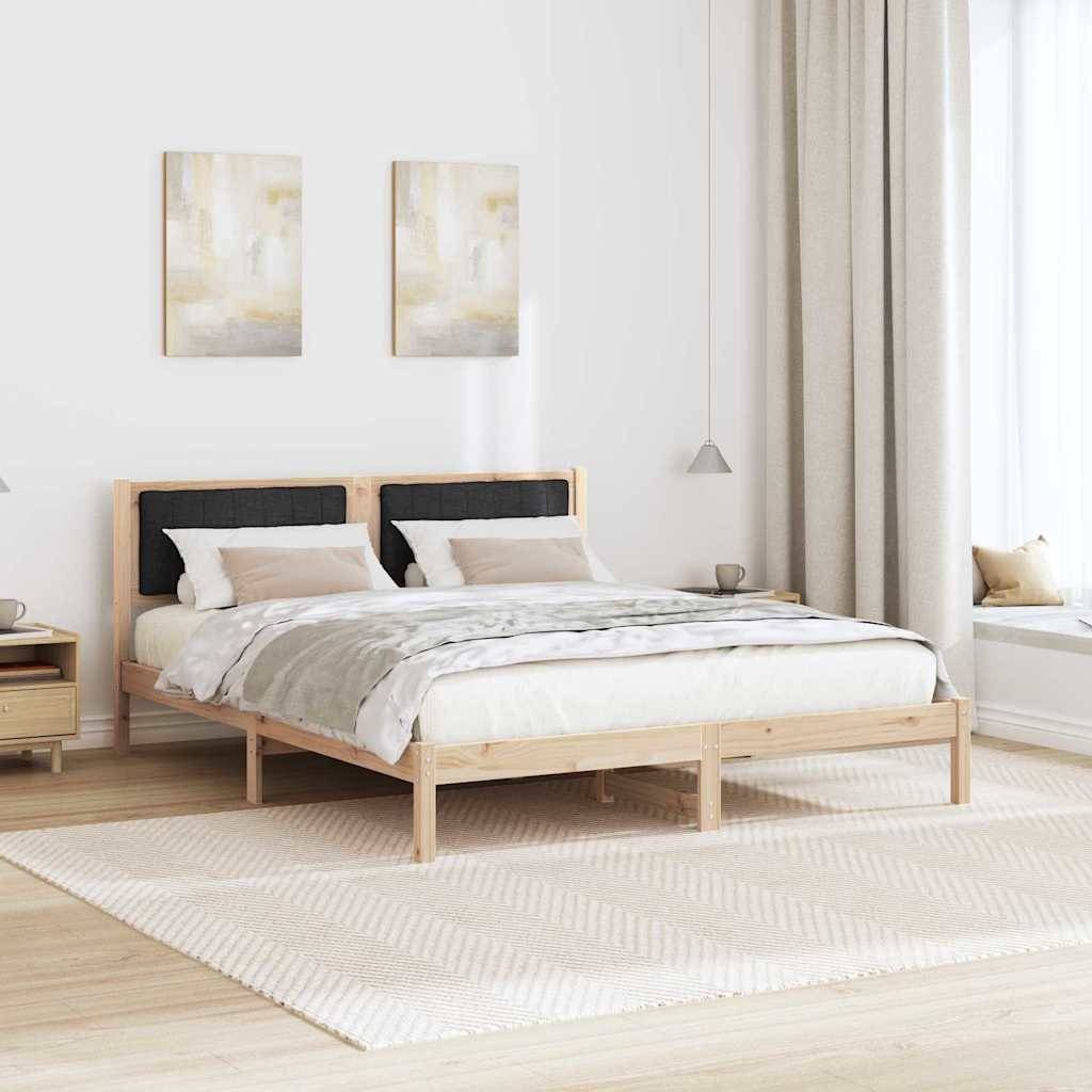 vidaXL Bettgestell mit gepolstertem Kopfteil Schwarz 150 x 200 cm