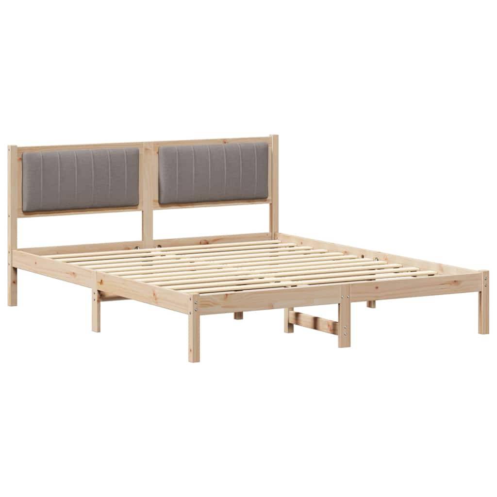 vidaXL Bettgestell mit gepolstertem Kopfteil Taupe 160 x 200 cm