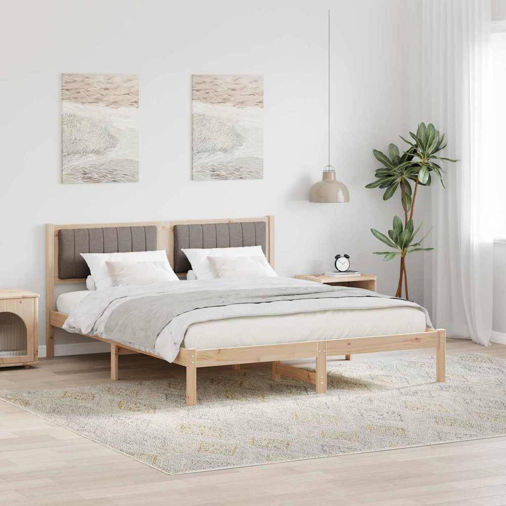 vidaXL Bettgestell mit gepolstertem Kopfteil Taupe 160 x 200 cm
