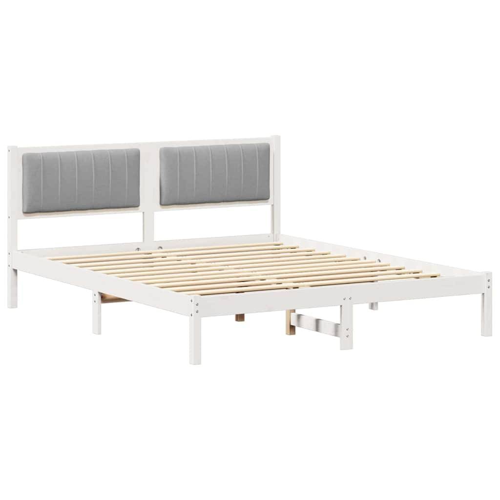 vidaXL Bettgestell mit gepolstertem Kopfteil Hellgrau 150 x 200 cm