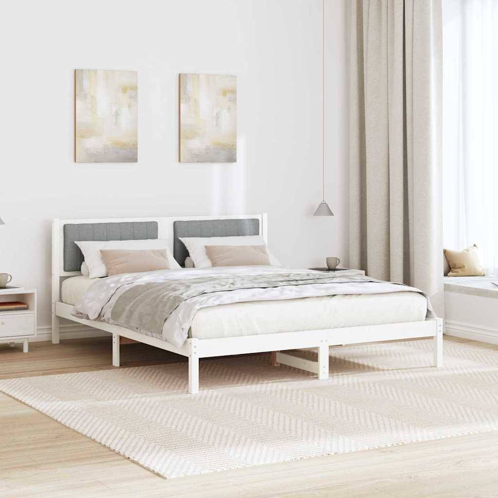 vidaXL Bettgestell mit gepolstertem Kopfteil Hellgrau 150 x 200 cm