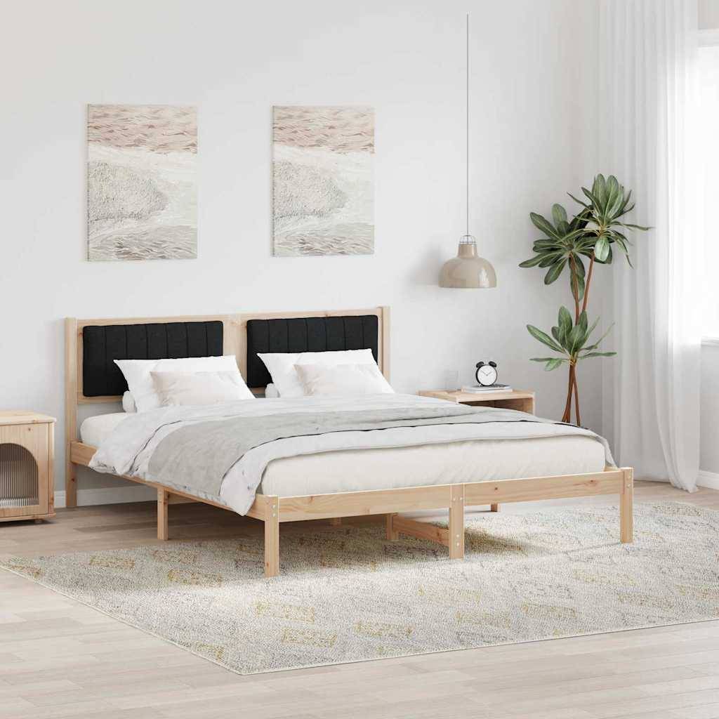 vidaXL Bettgestell mit gepolstertem Kopfteil Schwarz 150 x 200 cm