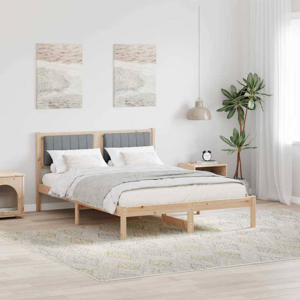 vidaXL Bettgestell mit gepolstertem Kopfteil Hellgrau 140 x 200 cm