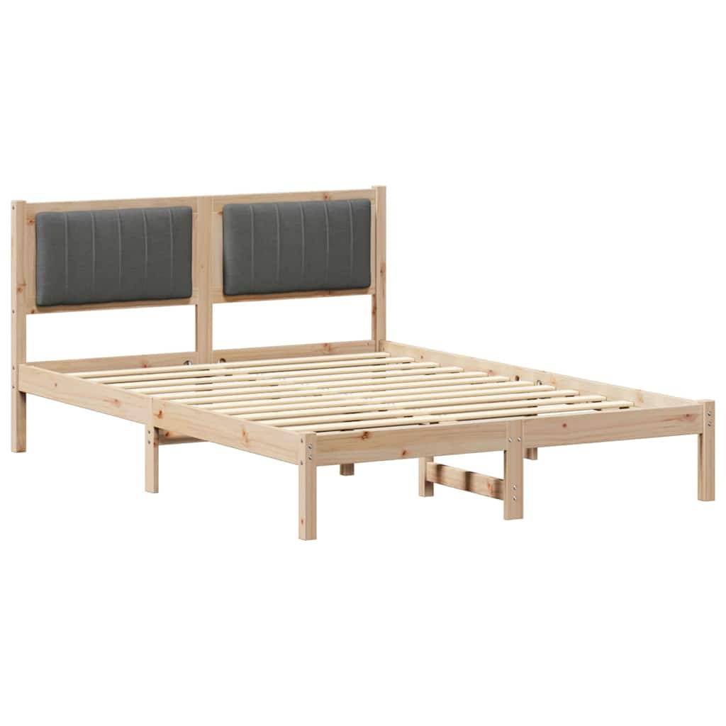vidaXL Bettgestell mit gepolstertem Kopfteil Dunkelgrau 140 x 190 cm