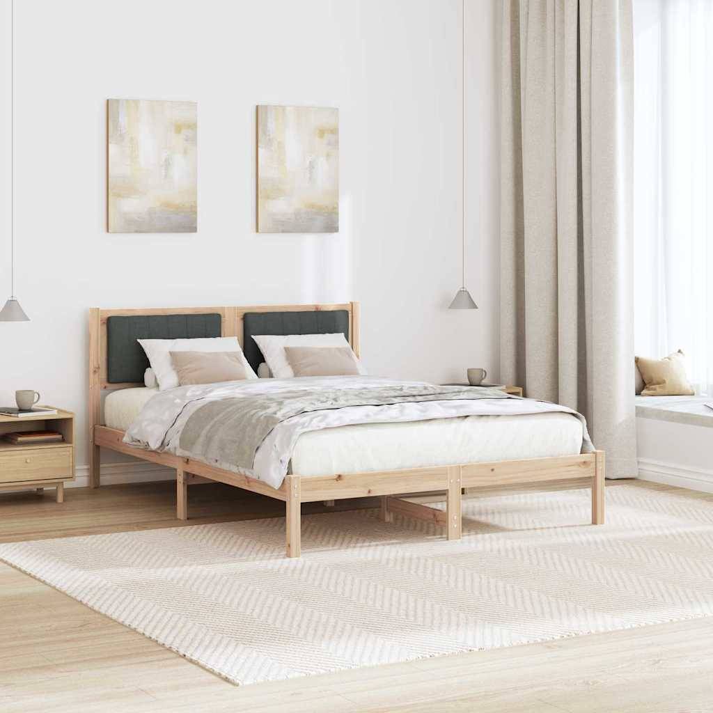 vidaXL Bettgestell mit gepolstertem Kopfteil Dunkelgrau 140 x 190 cm