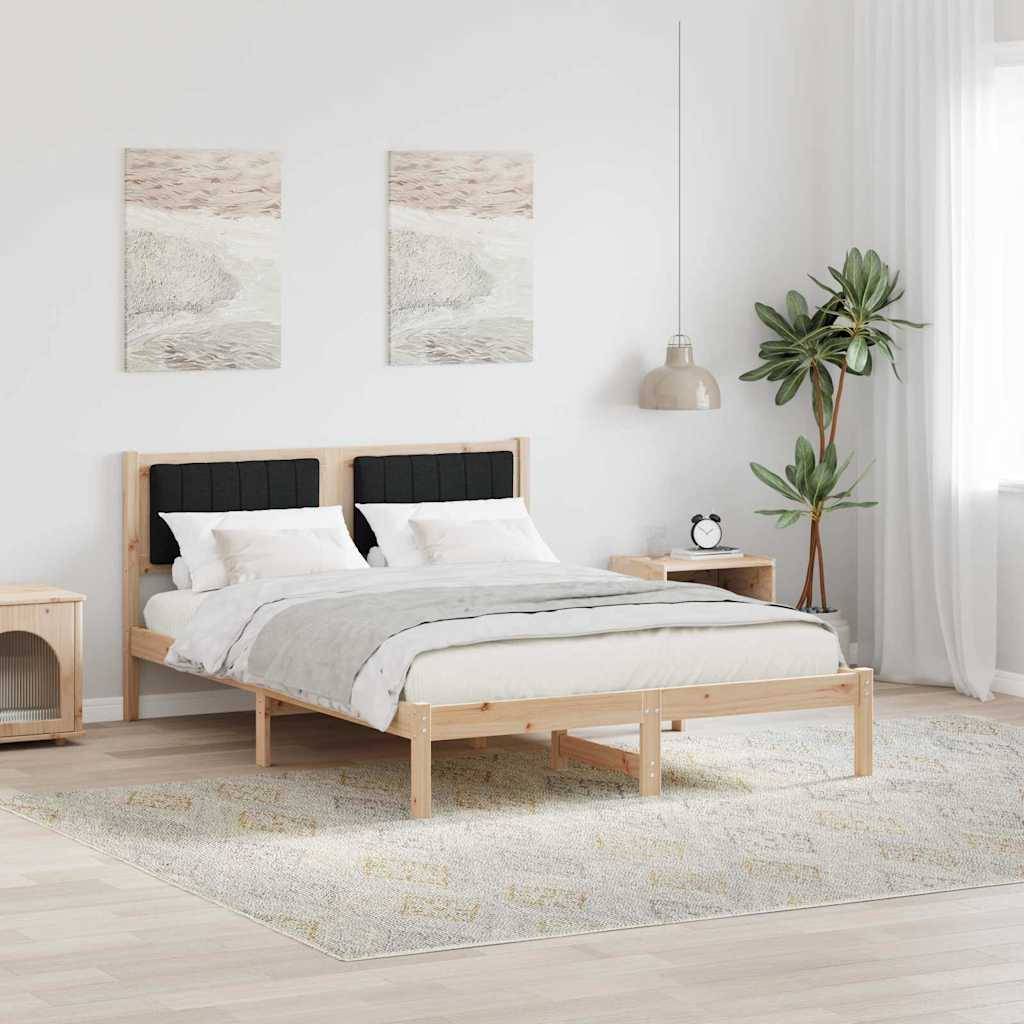 vidaXL Bettgestell mit gepolstertem Kopfteil Schwarz 135 x 190 cm