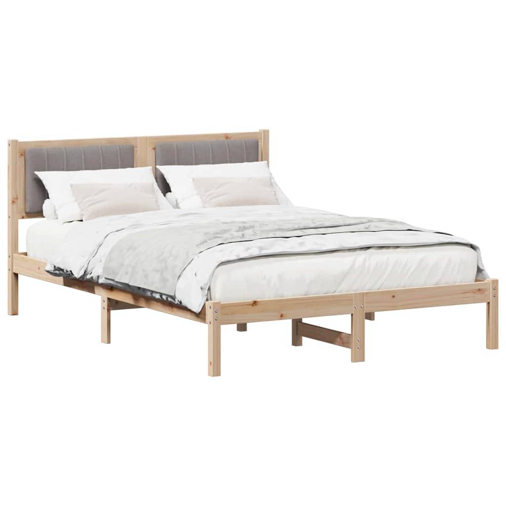 vidaXL Bettgestell mit gepolstertem Kopfteil Taupe 140 x 190 cm