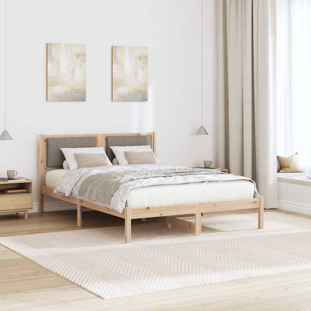 vidaXL Bettgestell mit gepolstertem Kopfteil Taupe 135 x 190 cm