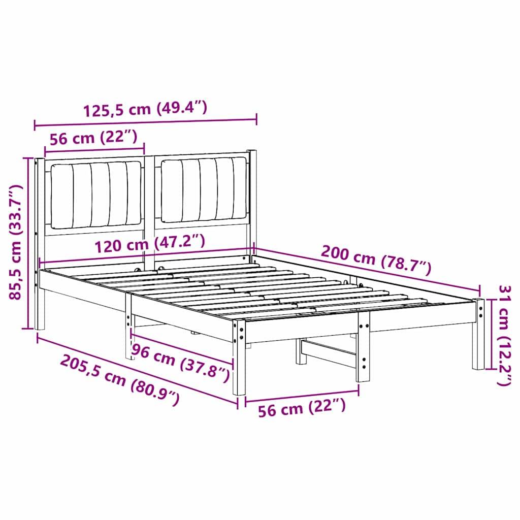 vidaXL Bettgestell mit gepolstertem Kopfteil Taupe 120 x 200 cm