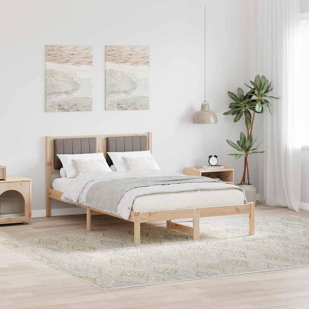 vidaXL Bettgestell mit gepolstertem Kopfteil Taupe 120 x 200 cm