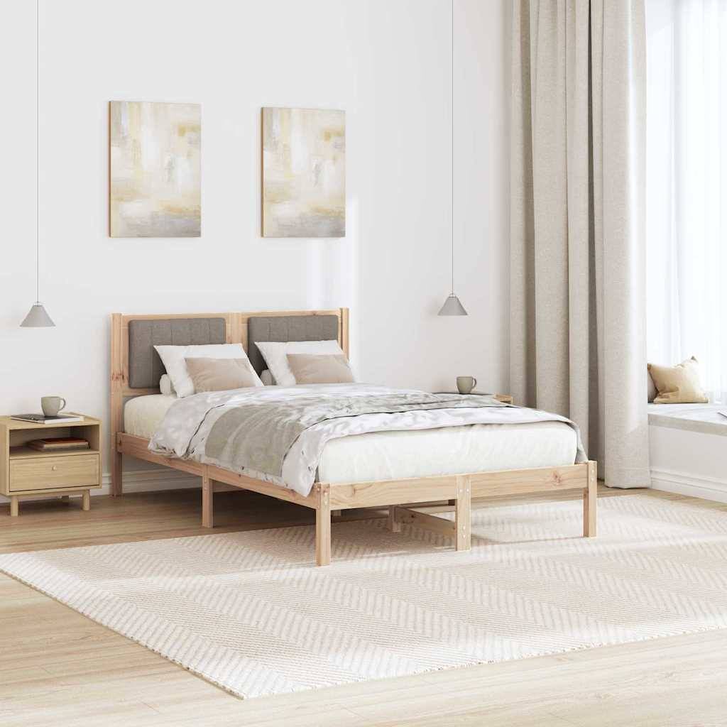 vidaXL Bettgestell mit gepolstertem Kopfteil Taupe 120 x 200 cm