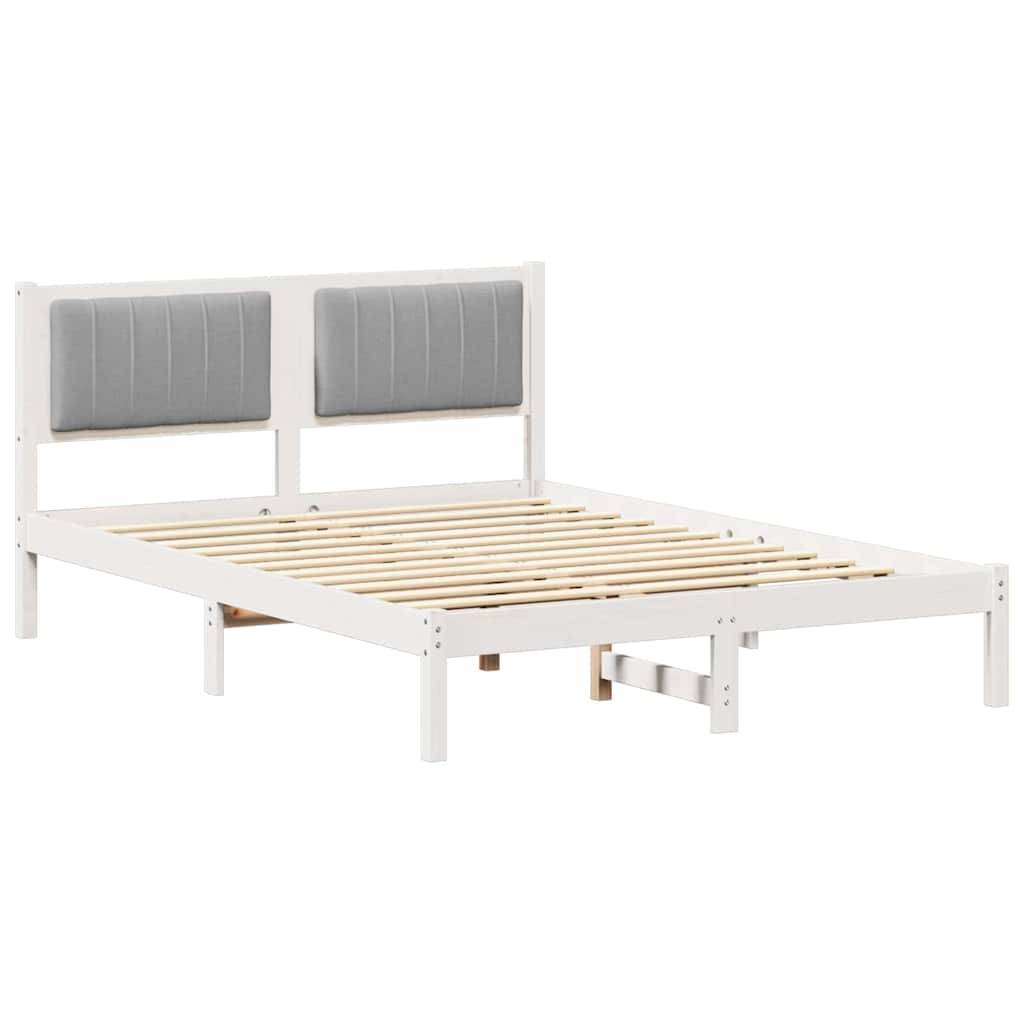 vidaXL Bettgestell mit gepolstertem Kopfteil Hellgrau 135 x 190 cm