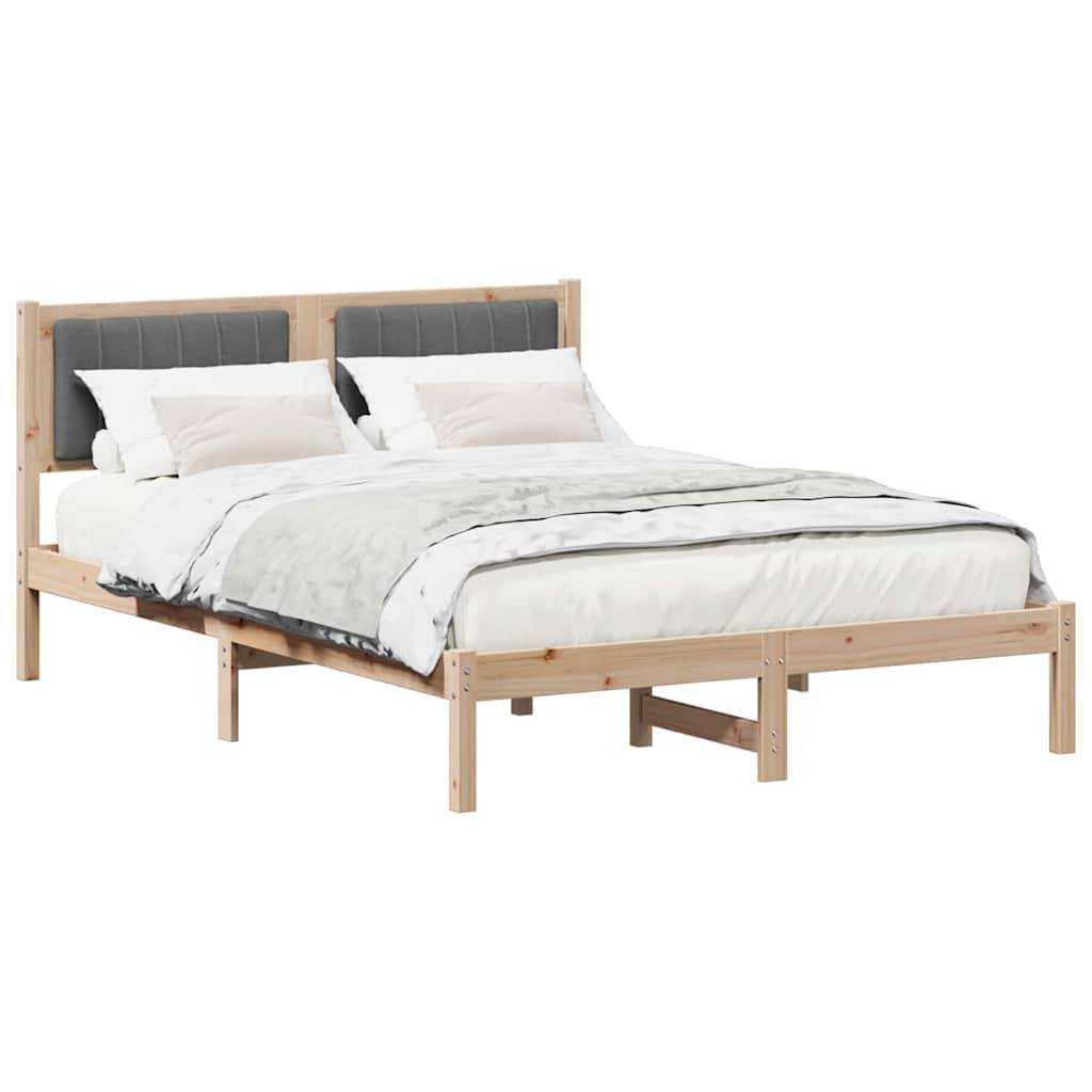 vidaXL Bettgestell mit gepolstertem Kopfteil Dunkelgrau 140 x 190 cm