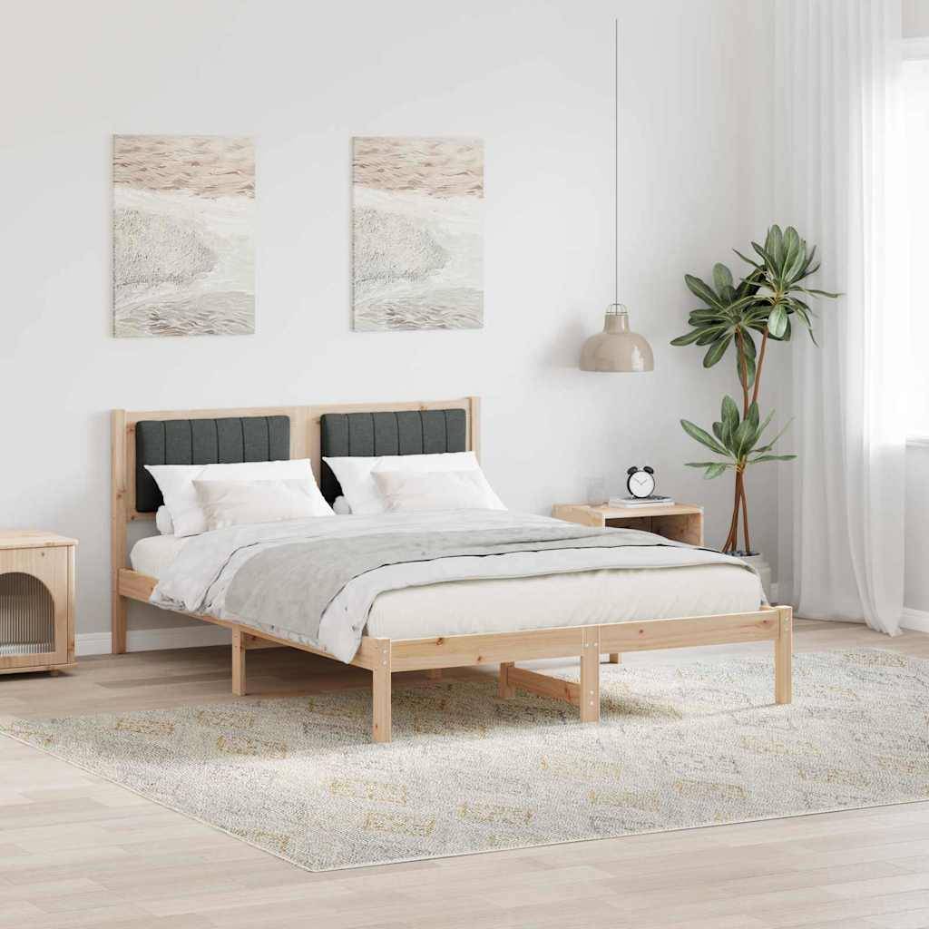 vidaXL Bettgestell mit gepolstertem Kopfteil Dunkelgrau 140 x 190 cm