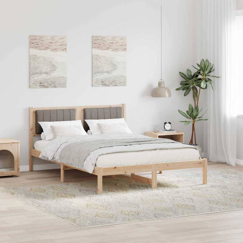vidaXL Bettgestell mit gepolstertem Kopfteil Taupe 120 x 190 cm