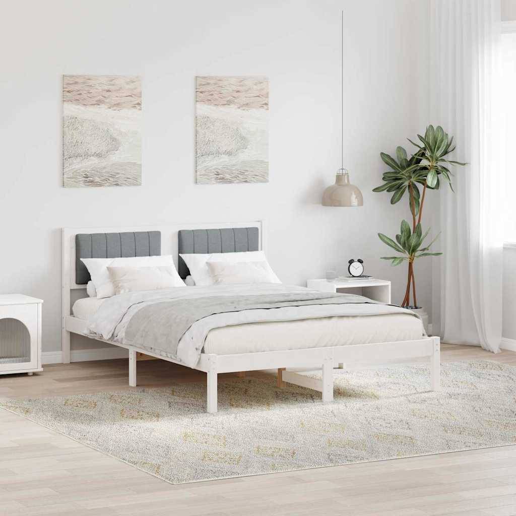 vidaXL Bettgestell mit gepolstertem Kopfteil Hellgrau 140 x 190 cm