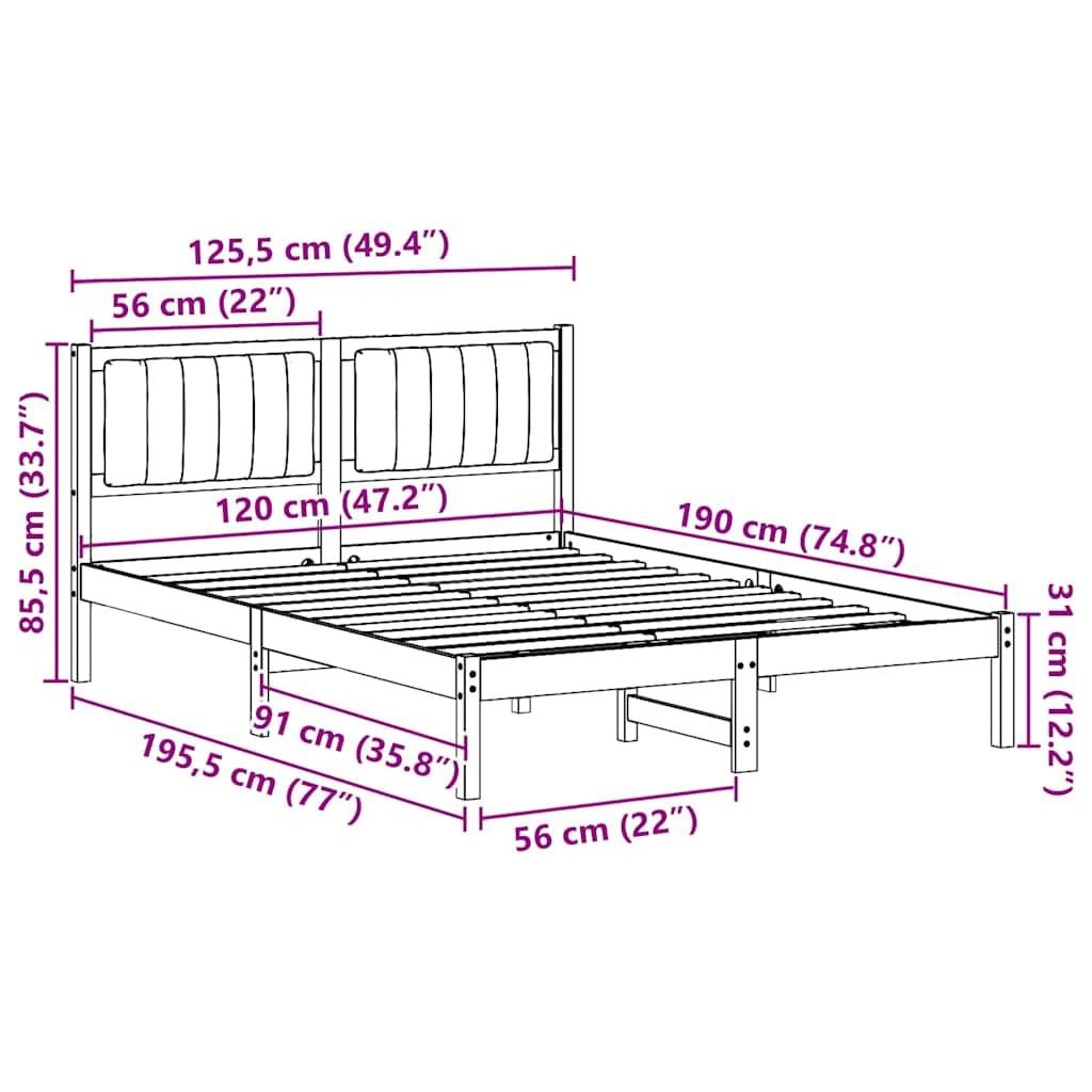 vidaXL Bettgestell mit gepolstertem Kopfteil Hellgrau 120 x 190 cm