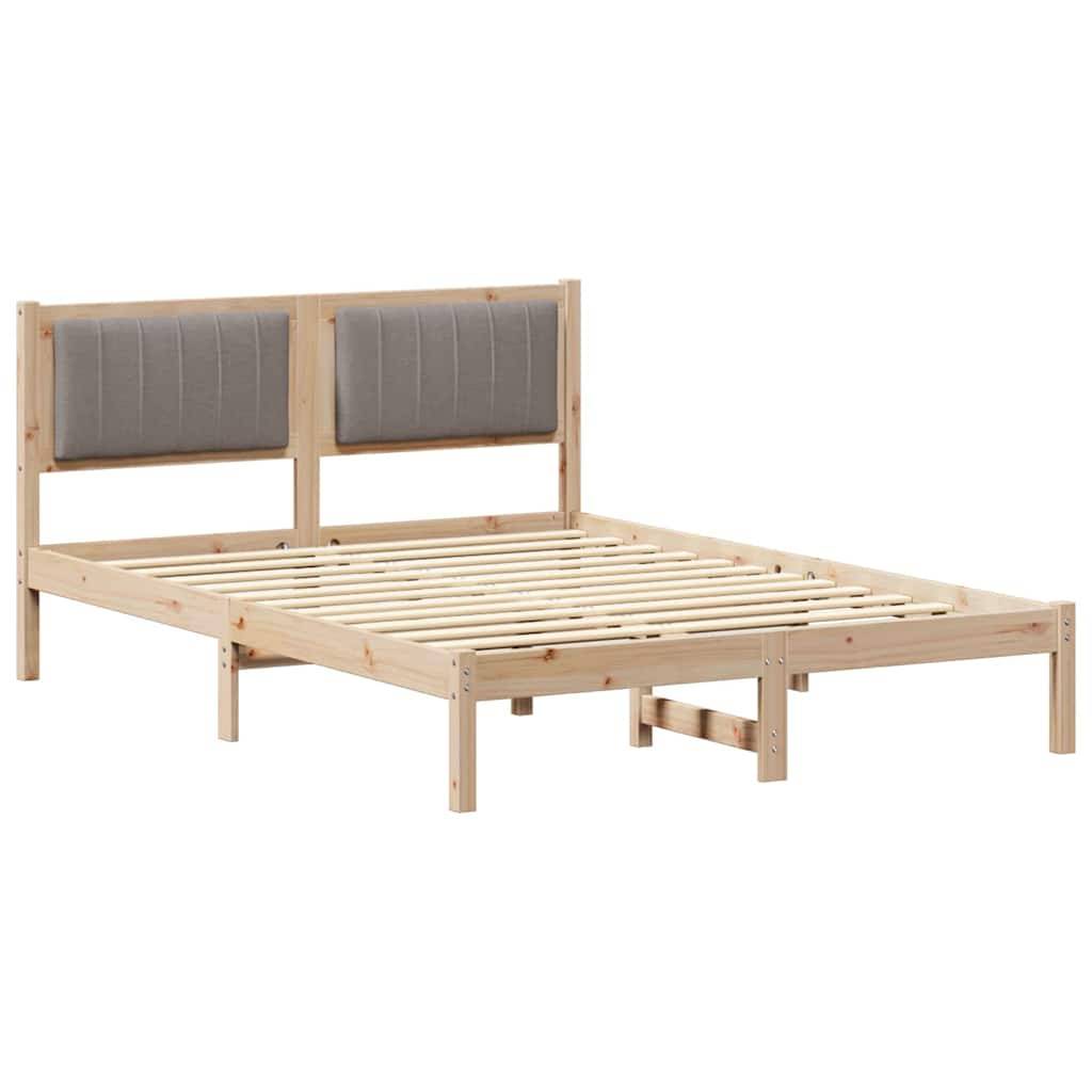 vidaXL Bettgestell mit gepolstertem Kopfteil Taupe 120 x 190 cm