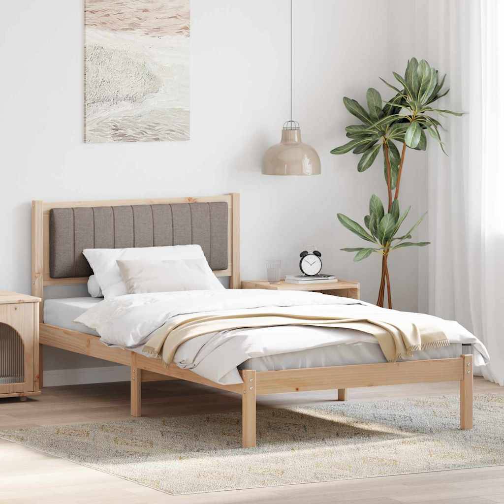 vidaXL Bettgestell mit gepolstertem Kopfteil Taupe 100 x 200 cm