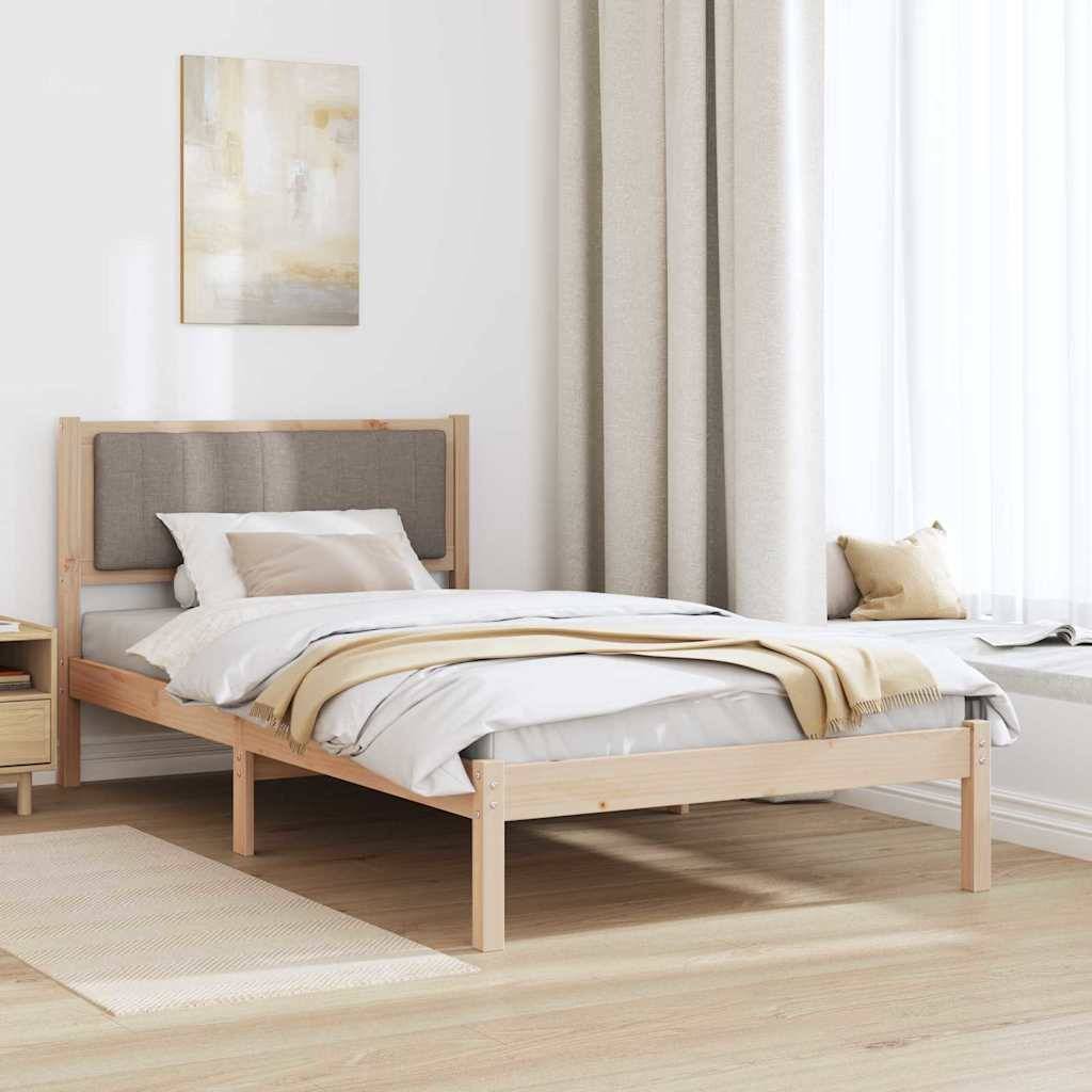 vidaXL Bettgestell mit gepolstertem Kopfteil Taupe 100 x 200 cm