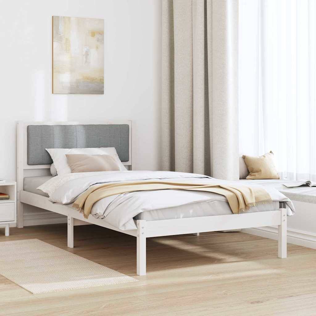 vidaXL Bettgestell mit gepolstertem Kopfteil Hellgrau 100 x 200 cm