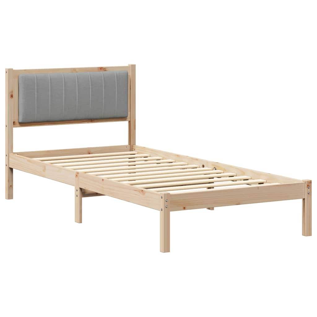 vidaXL Bettgestell mit gepolstertem Kopfteil Hellgrau 90 x 200 cm
