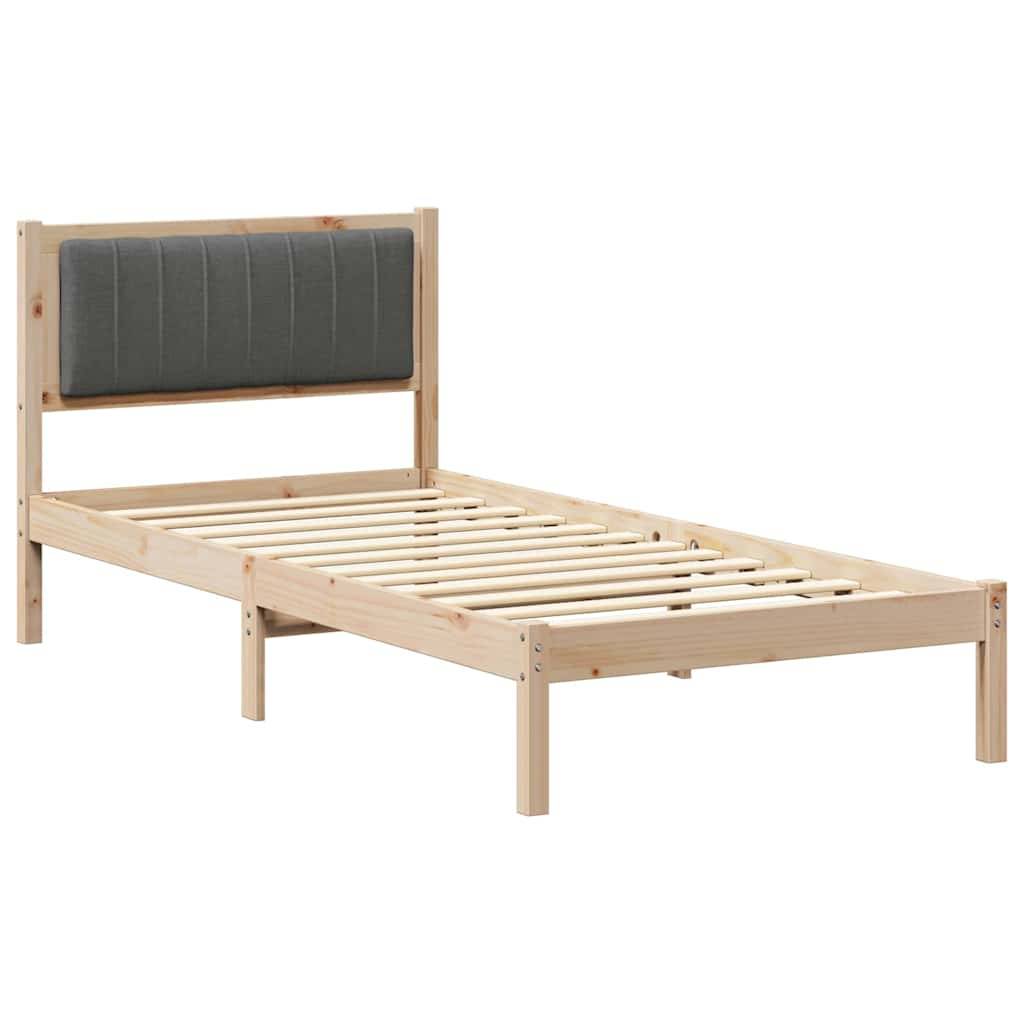 vidaXL Bettgestell mit gepolstertem Kopfteil Dunkelgrau 90 x 200 cm