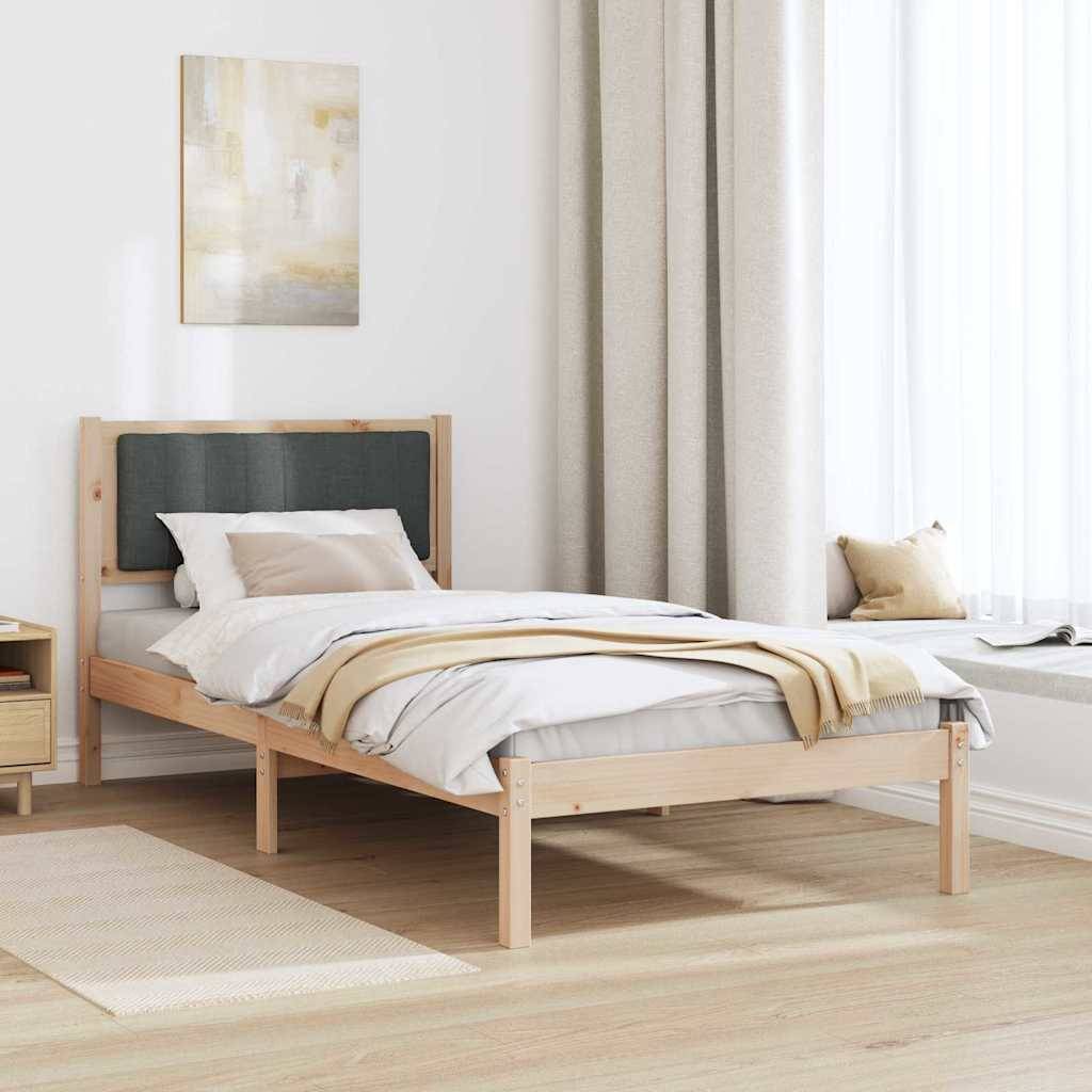 vidaXL Bettgestell mit gepolstertem Kopfteil Dunkelgrau 90 x 200 cm