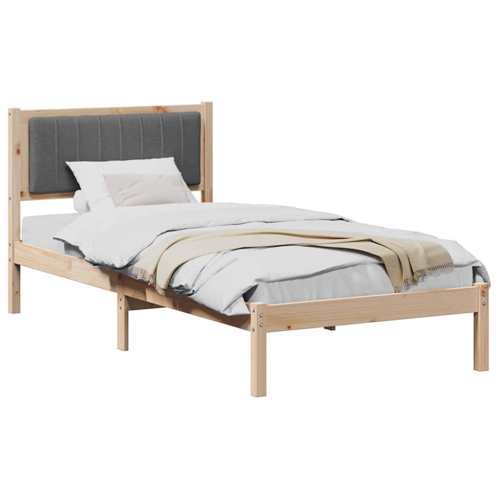 vidaXL Bettgestell mit gepolstertem Kopfteil Dunkelgrau 90 x 200 cm