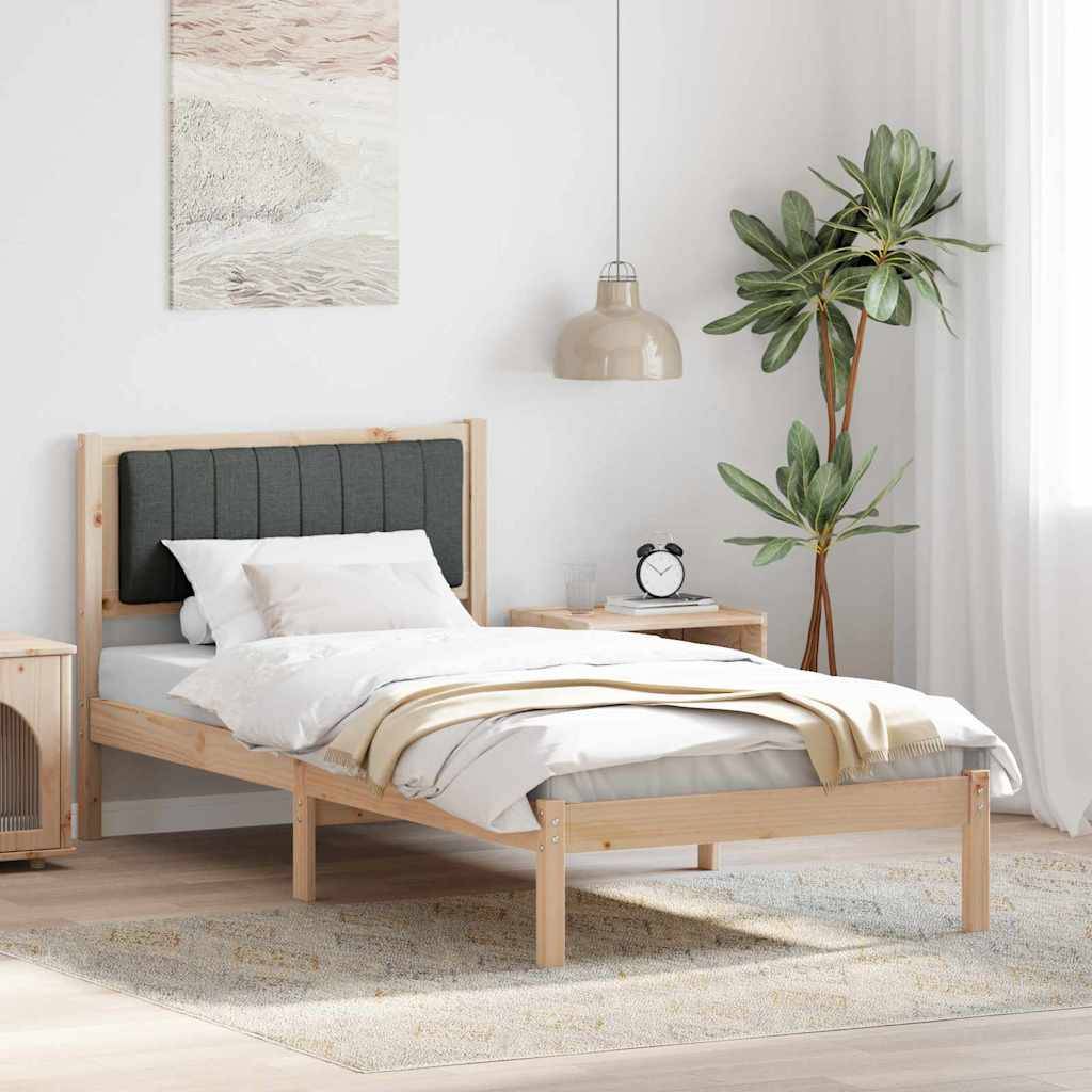vidaXL Bettgestell mit gepolstertem Kopfteil Dunkelgrau 90 x 200 cm