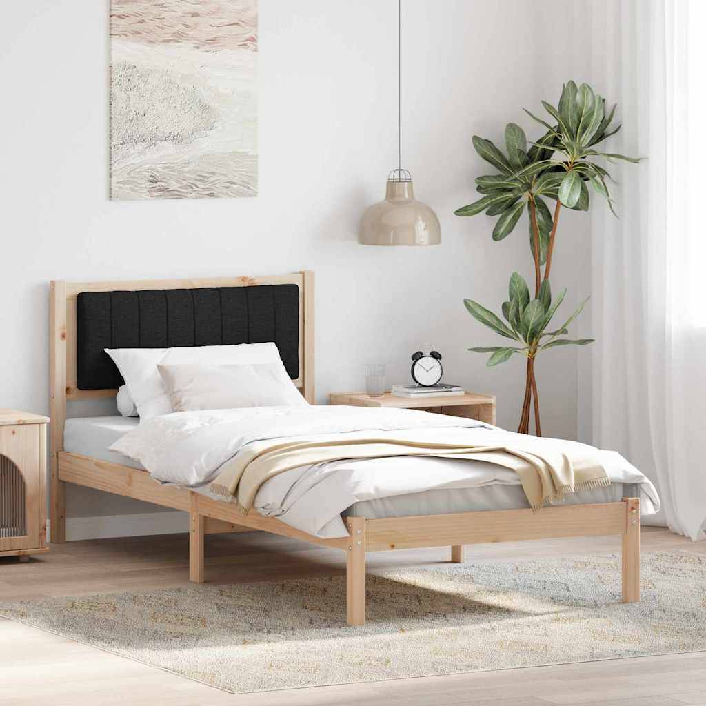 vidaXL Bettgestell mit gepolstertem Kopfteil Schwarz 90 x 200 cm