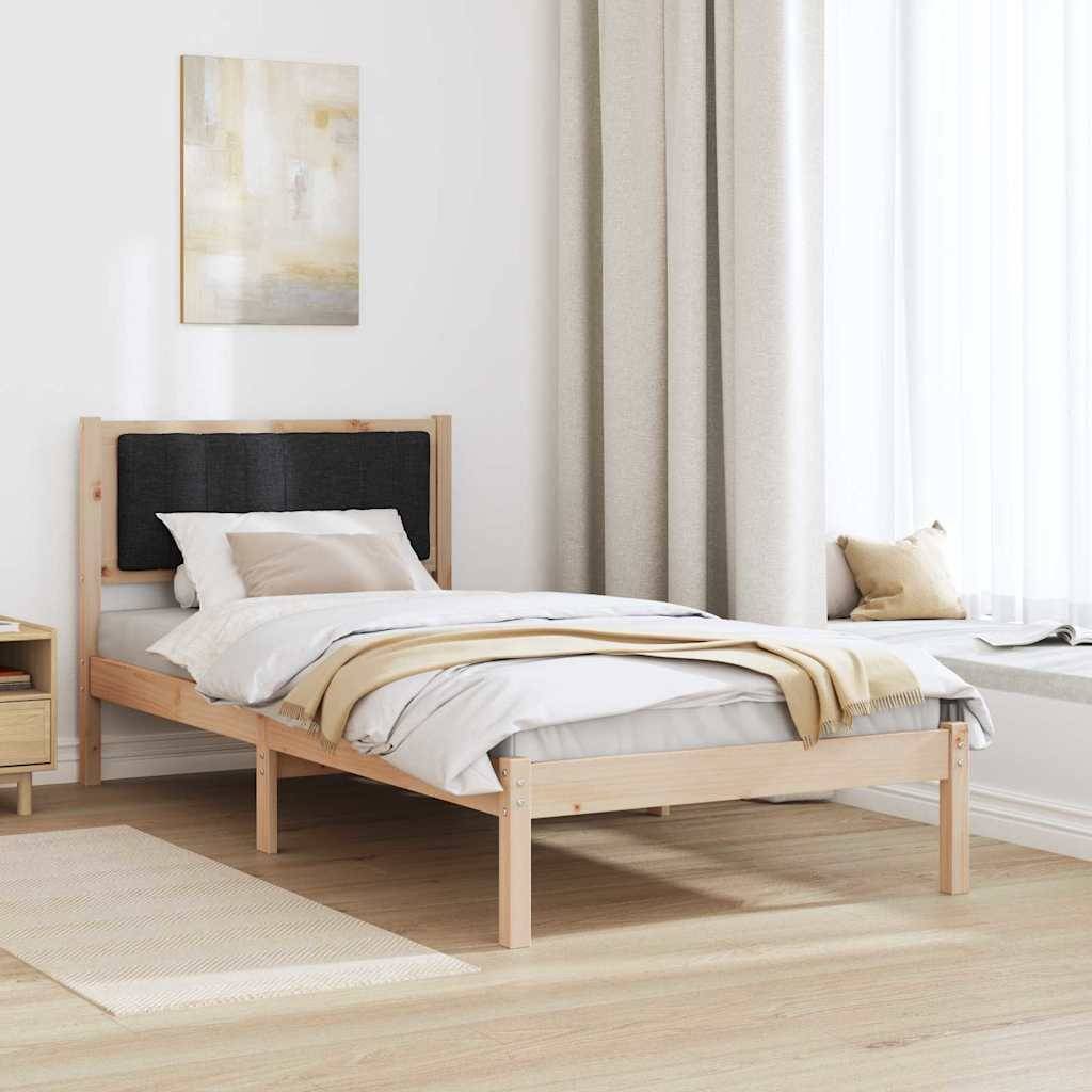 vidaXL Bettgestell mit gepolstertem Kopfteil Schwarz 90 x 200 cm