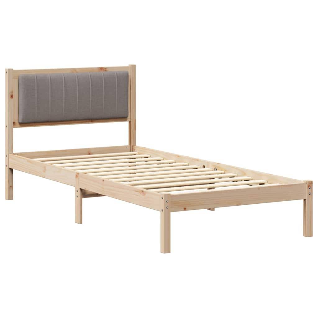vidaXL Bettgestell mit gepolstertem Kopfteil Taupe 90 x 200 cm