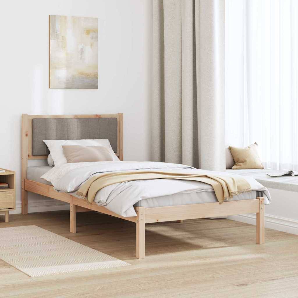 vidaXL Bettgestell mit gepolstertem Kopfteil Taupe 90 x 200 cm