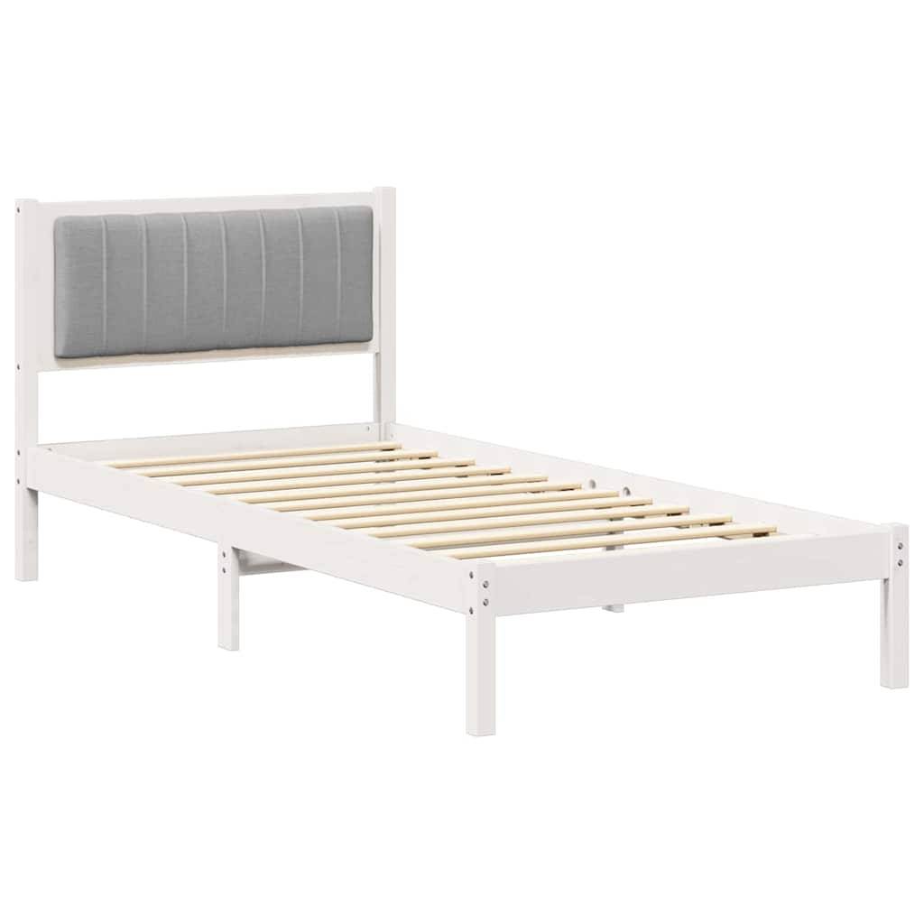 vidaXL Bettgestell mit gepolstertem Kopfteil Hellgrau 90 x 200 cm