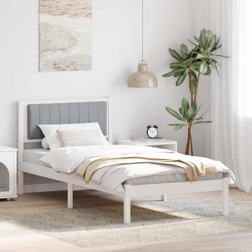 vidaXL Bettgestell mit gepolstertem Kopfteil Hellgrau 90 x 200 cm