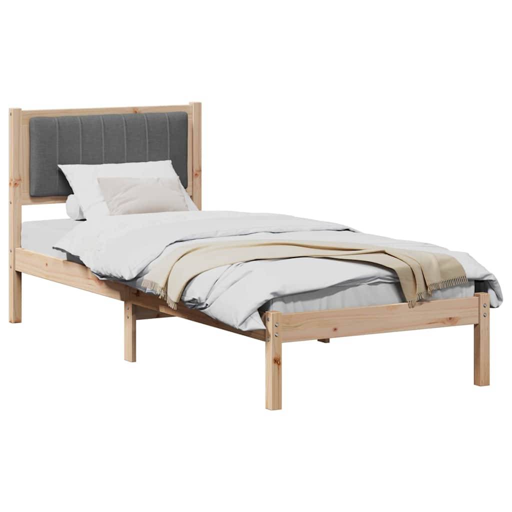 vidaXL Bettgestell mit gepolstertem Kopfteil Dunkelgrau 75 x 190 cm
