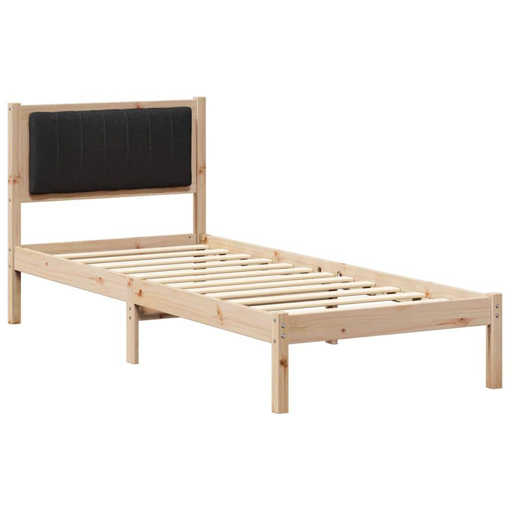 vidaXL Bettgestell mit gepolstertem Kopfteil Schwarz 75 x 190 cm