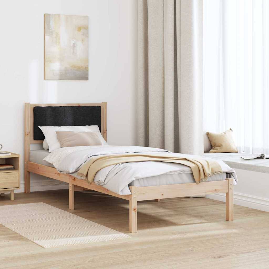 vidaXL Bettgestell mit gepolstertem Kopfteil Schwarz 80 x 200 cm