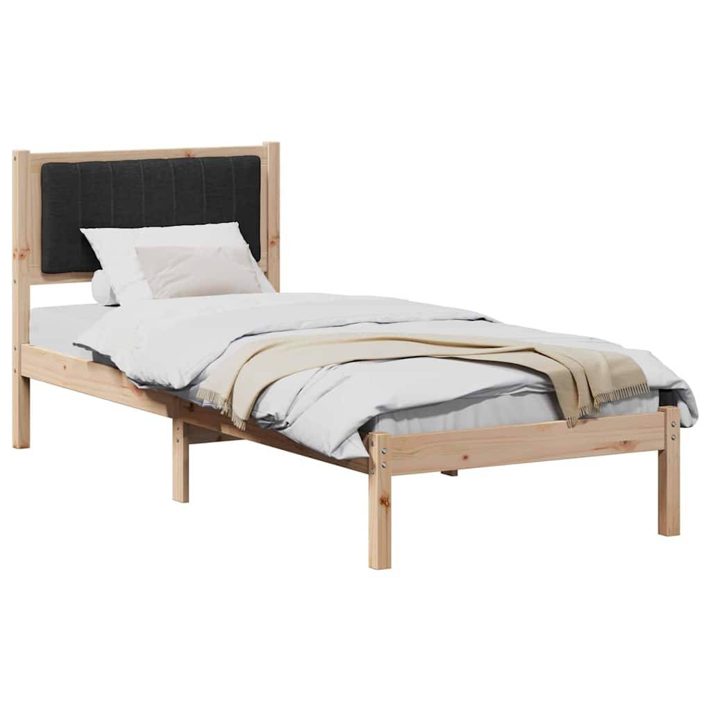 vidaXL Bettgestell mit gepolstertem Kopfteil Schwarz 75 x 190 cm