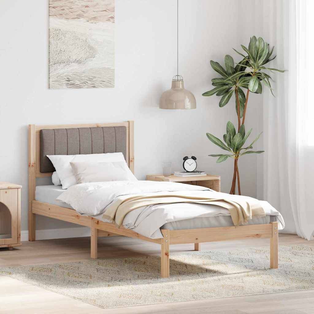 vidaXL Bettgestell mit gepolstertem Kopfteil Taupe 80 x 200 cm
