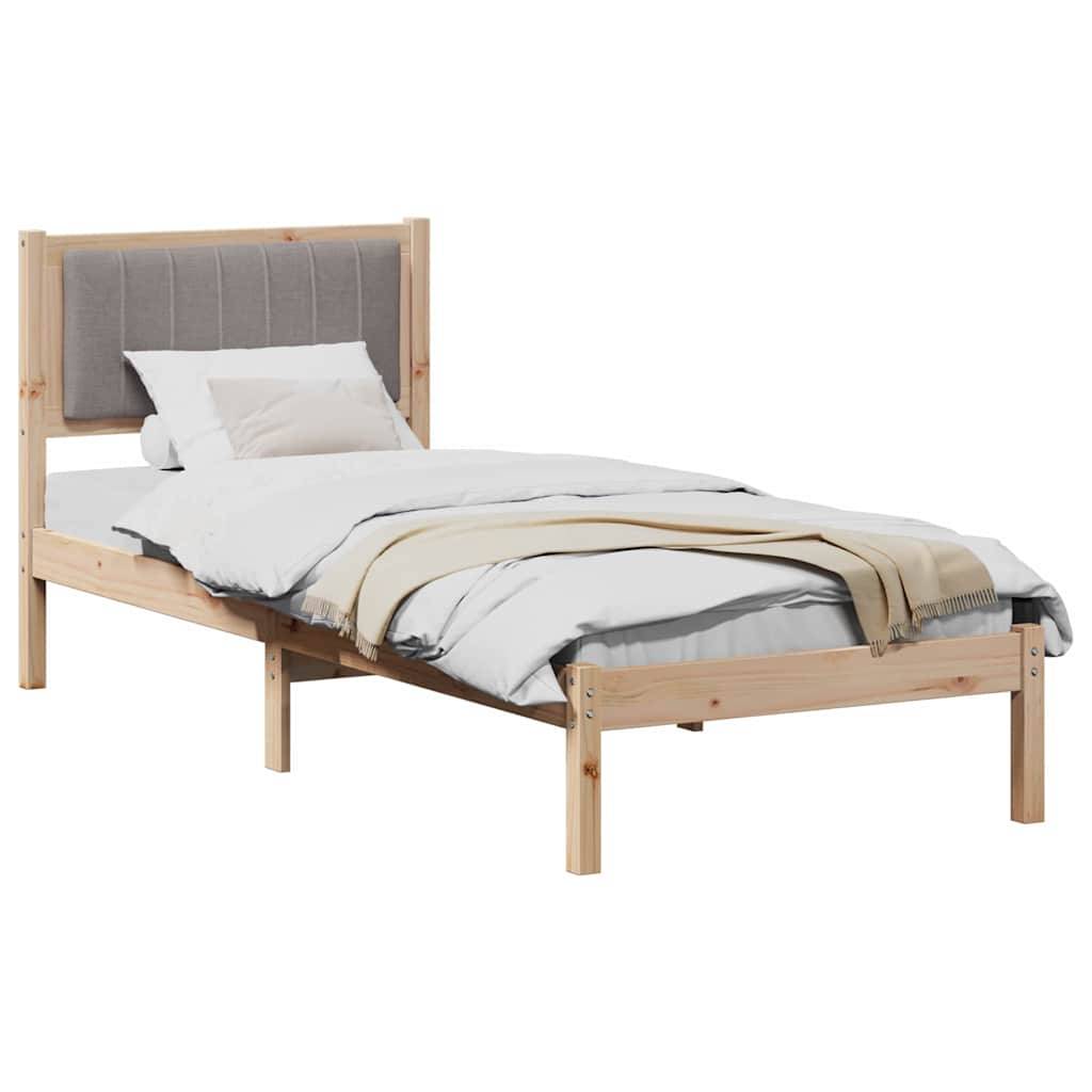 vidaXL Bettgestell mit gepolstertem Kopfteil Taupe 80 x 200 cm
